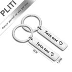 PLITI Twins Jewelry Twin One Twin Two Twin Sisters Brother Matching Pair Keychain Best Friends Gift (Twin 1 2 key)