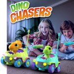 MindSprout Dino Chasers Set of 2 Rechargable Remote Control Car for Toddler, Kids Toys Age 2 3 4 5, Boys & Girls Birthday Gift, Dinosaur Toy 2-4, LED Lights & Music, Batteries Included