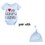 YSCULBUTOL Baby Twins Bodysuit I Love My Grandma and Grandpa Funny Baby Romper Baby Girl Clothes Set(blue hayi love grandpa grandma 3m)