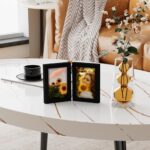 decorUhome Double 4×6 Picture Frame Vertical, Engineered Wood Bifold Photo Frame with Plexiglass for Tabletop Display, 4×6, Black